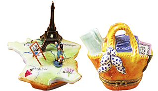 Travel and monuments Limoges porcelain hand made in Limoges, France. These beautiful porcelain boxes are made by hand and in a manual process that has remained unchanged for more than 100 years.